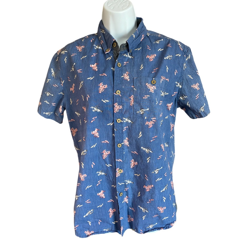 Sunrise Kingdom Men’s Button Down Lobster Shirt, Size Small
